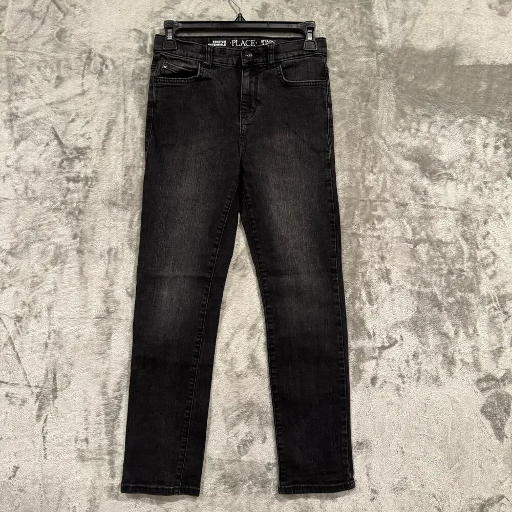 Children’s Place Straight Leg Boys Size 12 Jeans Stretch Faded Black